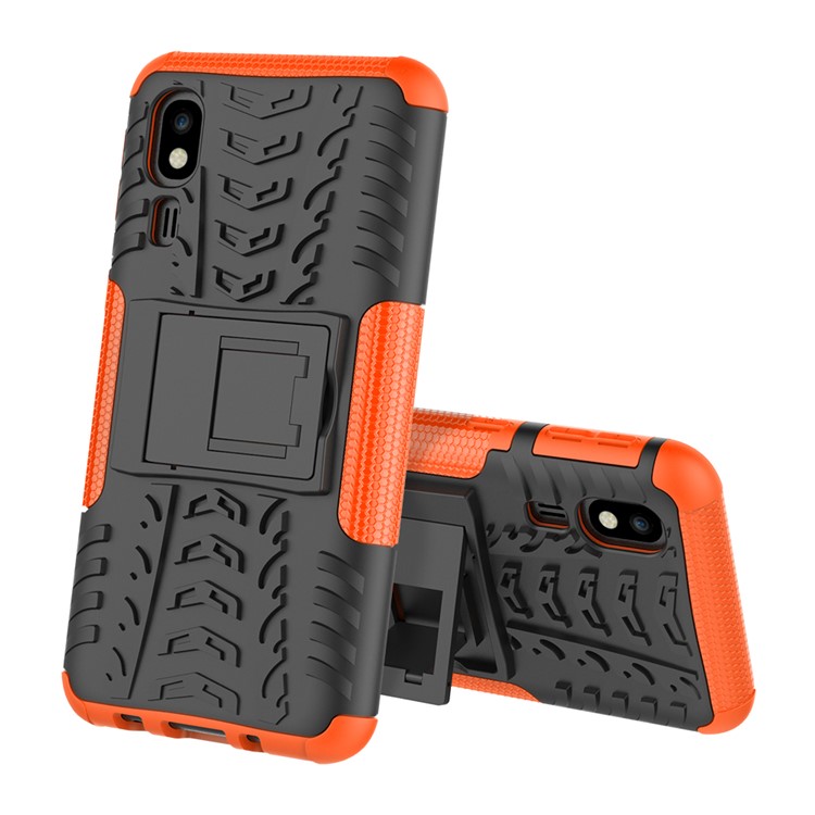 Anti-slip PC + TPU Hybrid Case with Kickstand for Samsung Galaxy A2 Core - Orange-2