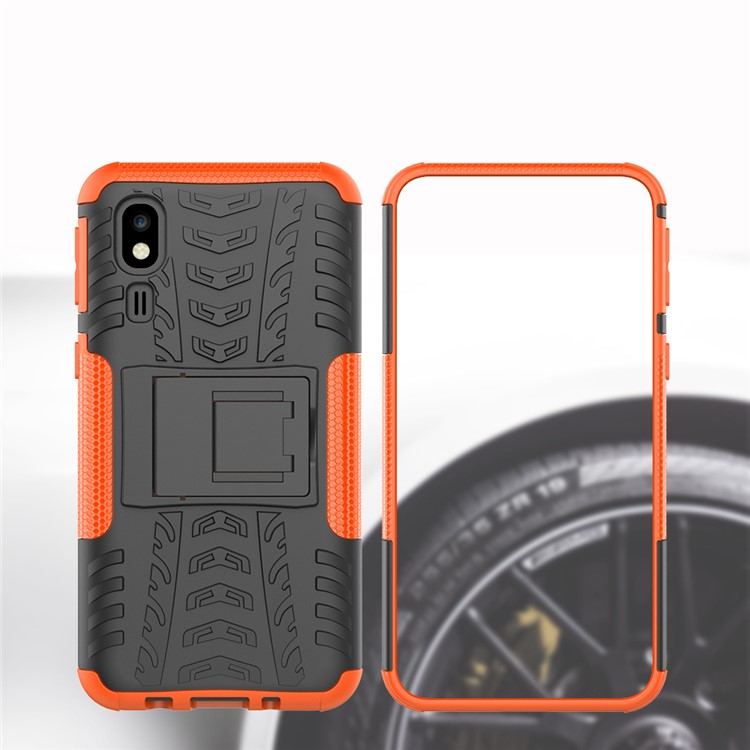 Anti-slip PC + TPU Hybrid Case with Kickstand for Samsung Galaxy A2 Core - Orange-3