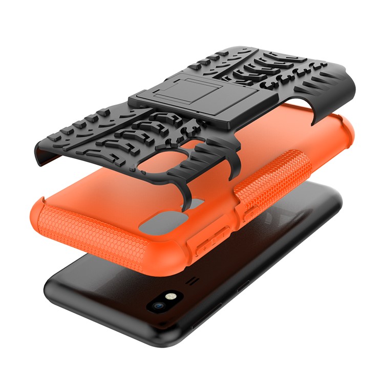 Anti-slip PC + TPU Hybrid Case with Kickstand for Samsung Galaxy A2 Core - Orange-8