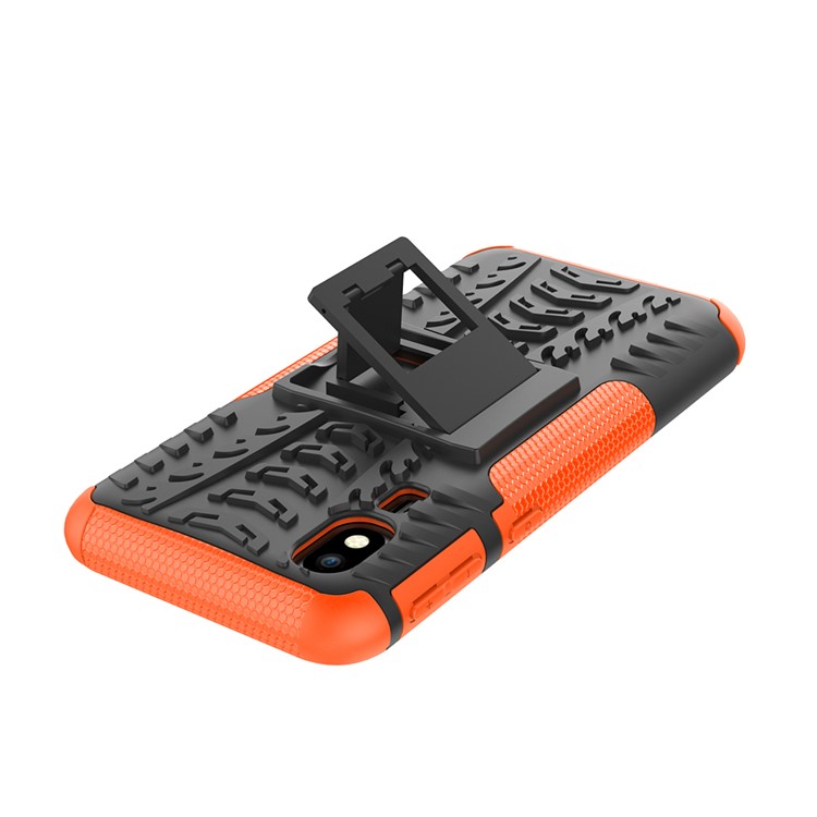 Anti-slip PC + TPU Hybrid Case with Kickstand for Samsung Galaxy A2 Core - Orange-9