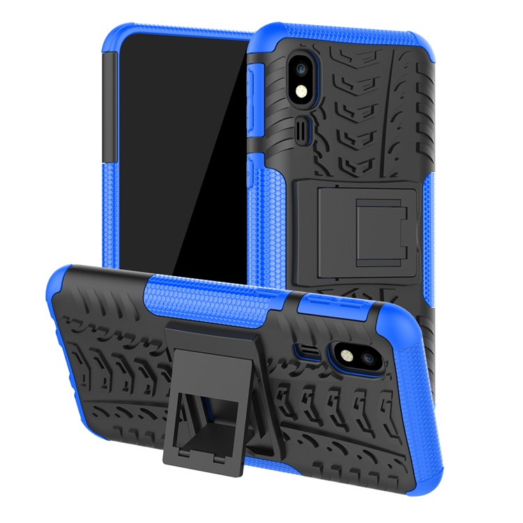 Anti-slip PC + TPU Hybrid Case with Kickstand for Samsung Galaxy A2 Core - Blue-1