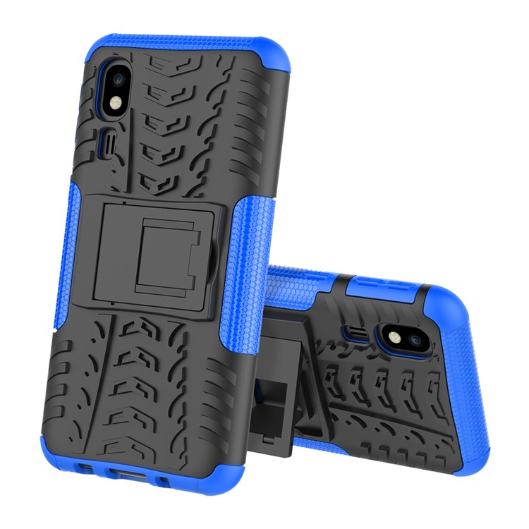 Anti-slip PC + TPU Hybrid Case with Kickstand for Samsung Galaxy A2 Core - Blue-2