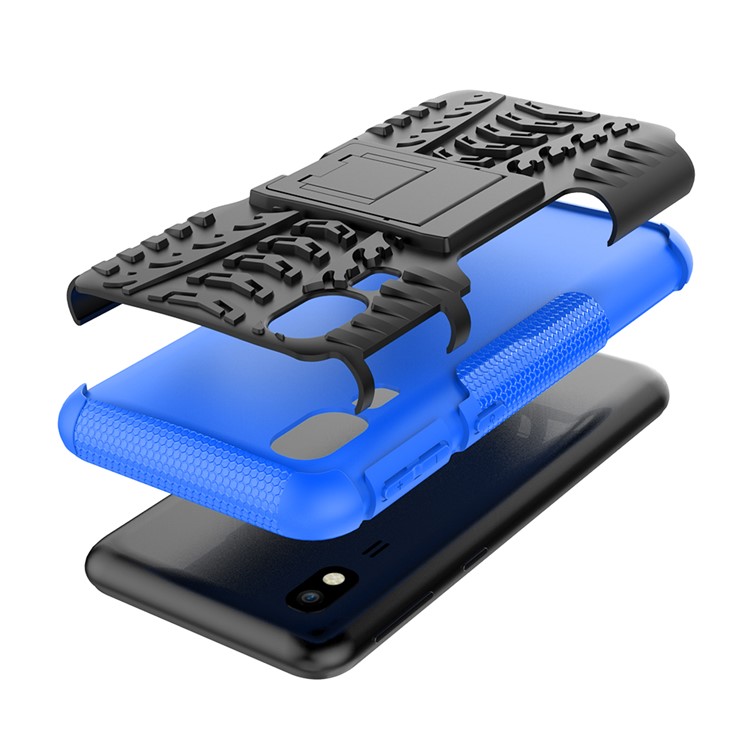 Anti-slip PC + TPU Hybrid Case with Kickstand for Samsung Galaxy A2 Core - Blue-7