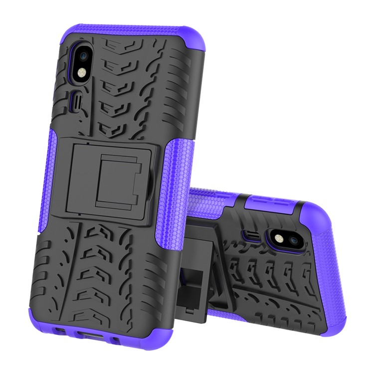 Anti-slip PC + TPU Hybrid Case with Kickstand for Samsung Galaxy A2 Core - Purple-2