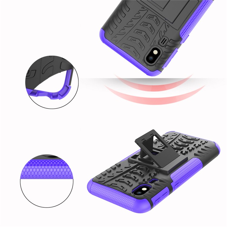 Anti-slip PC + TPU Hybrid Case with Kickstand for Samsung Galaxy A2 Core - Purple-3