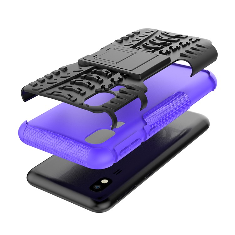 Anti-slip PC + TPU Hybrid Case with Kickstand for Samsung Galaxy A2 Core - Purple-7