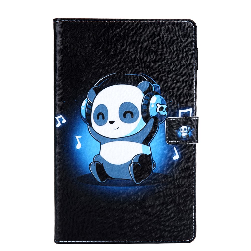 Pattern Printing Multi-angle Stand Card Holder Leather Casing for Samsung Galaxy Tab A 10.1 (2019) SM-T510/SM-T515 - Bear Listening Music-1