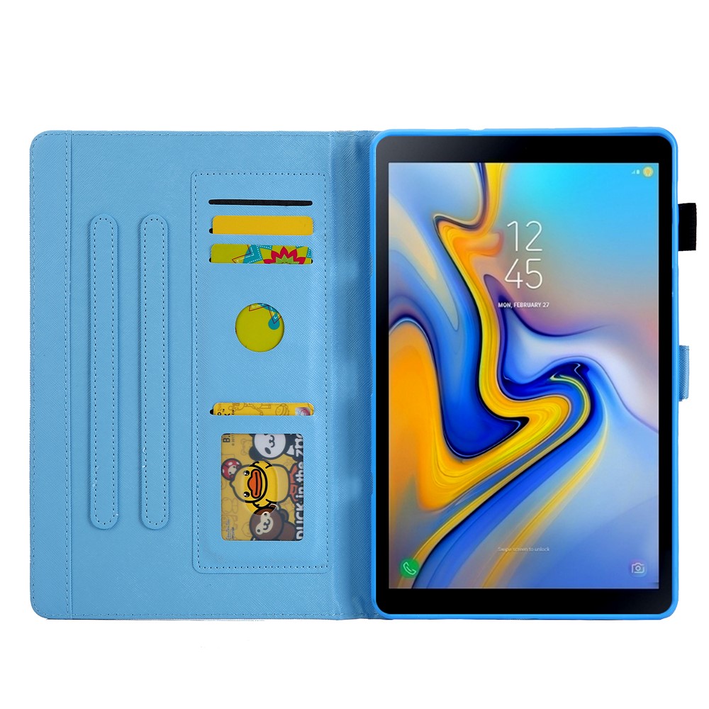 Padrão Impressão De Suporte Multi-ângulo Suporte De Cartão De Couro Para Samsung Galaxy Tab A 10.1 (2019) SM-T510 / SM-T515 - Flor Rosa