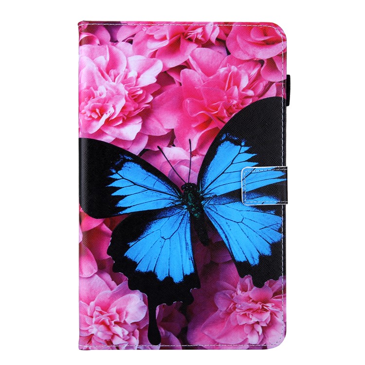 Pattern Printing Multi-angle Stand Card Holder Leather Casing for Samsung Galaxy Tab A 10.1 (2019) SM-T510/SM-T515 - Blue Butterfly-1