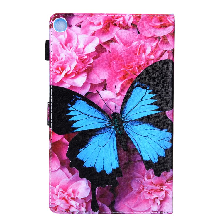 Pattern Printing Multi-angle Stand Card Holder Leather Casing for Samsung Galaxy Tab A 10.1 (2019) SM-T510/SM-T515 - Blue Butterfly-3