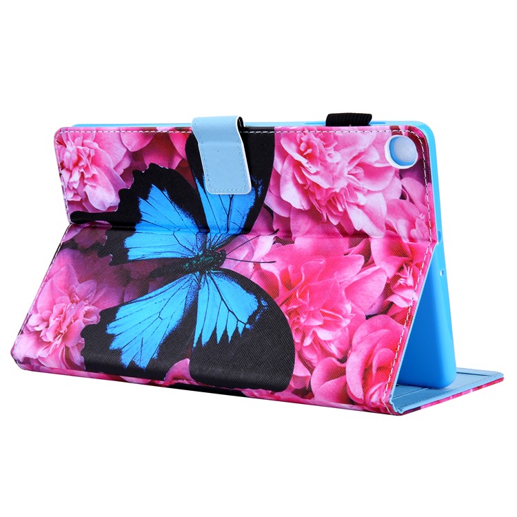 Pattern Printing Multi-angle Stand Card Holder Leather Casing for Samsung Galaxy Tab A 10.1 (2019) SM-T510/SM-T515 - Blue Butterfly-5