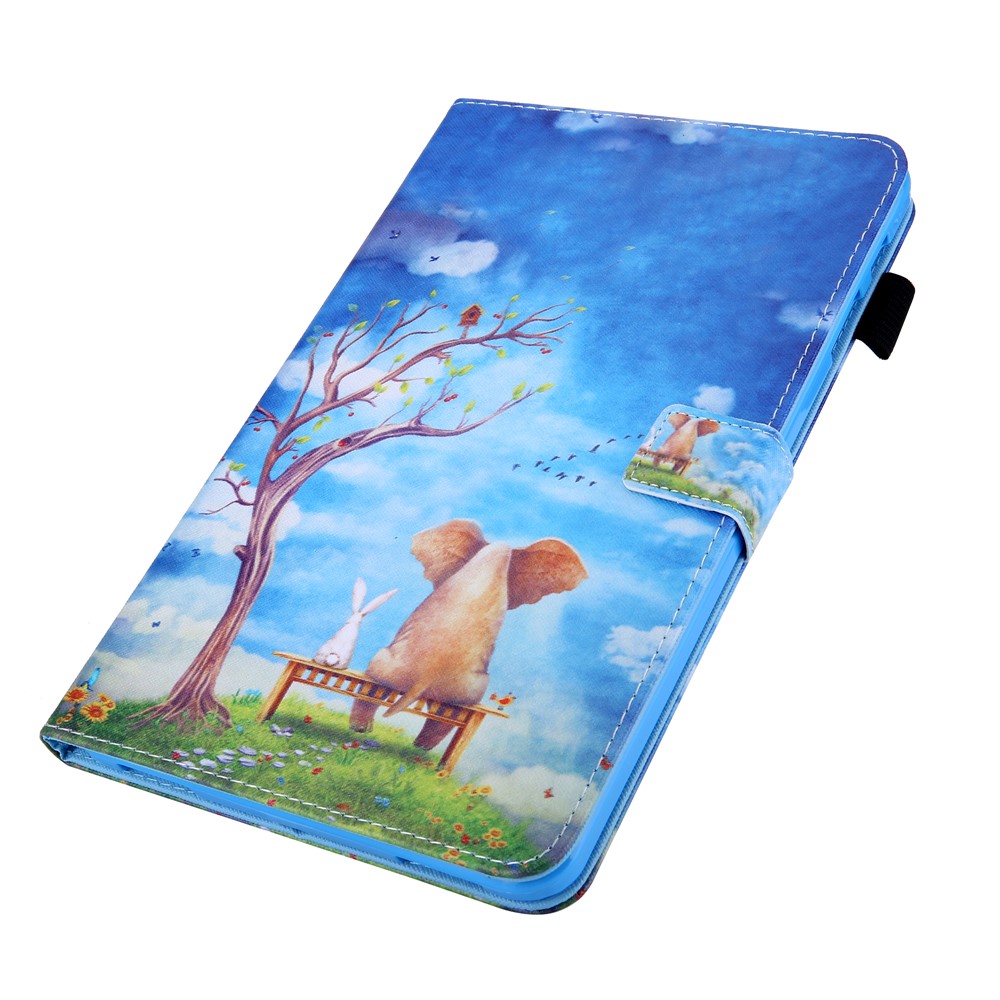Pattern Printing Multi-angle Stand Card Holder Leather Casing for Samsung Galaxy Tab A 10.1 (2019) SM-T510/SM-T515 - Pig and Rabbit-2