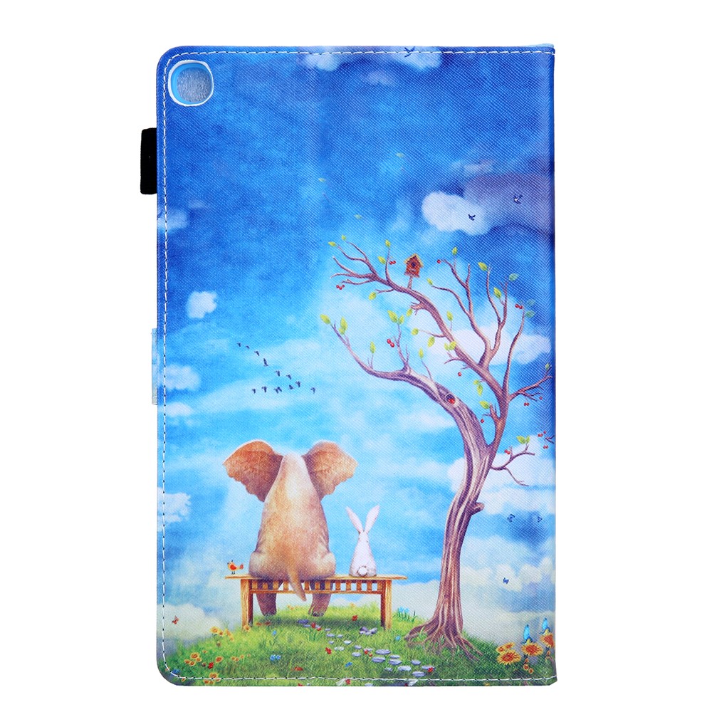 Pattern Printing Multi-angle Stand Card Holder Leather Casing for Samsung Galaxy Tab A 10.1 (2019) SM-T510/SM-T515 - Pig and Rabbit-3