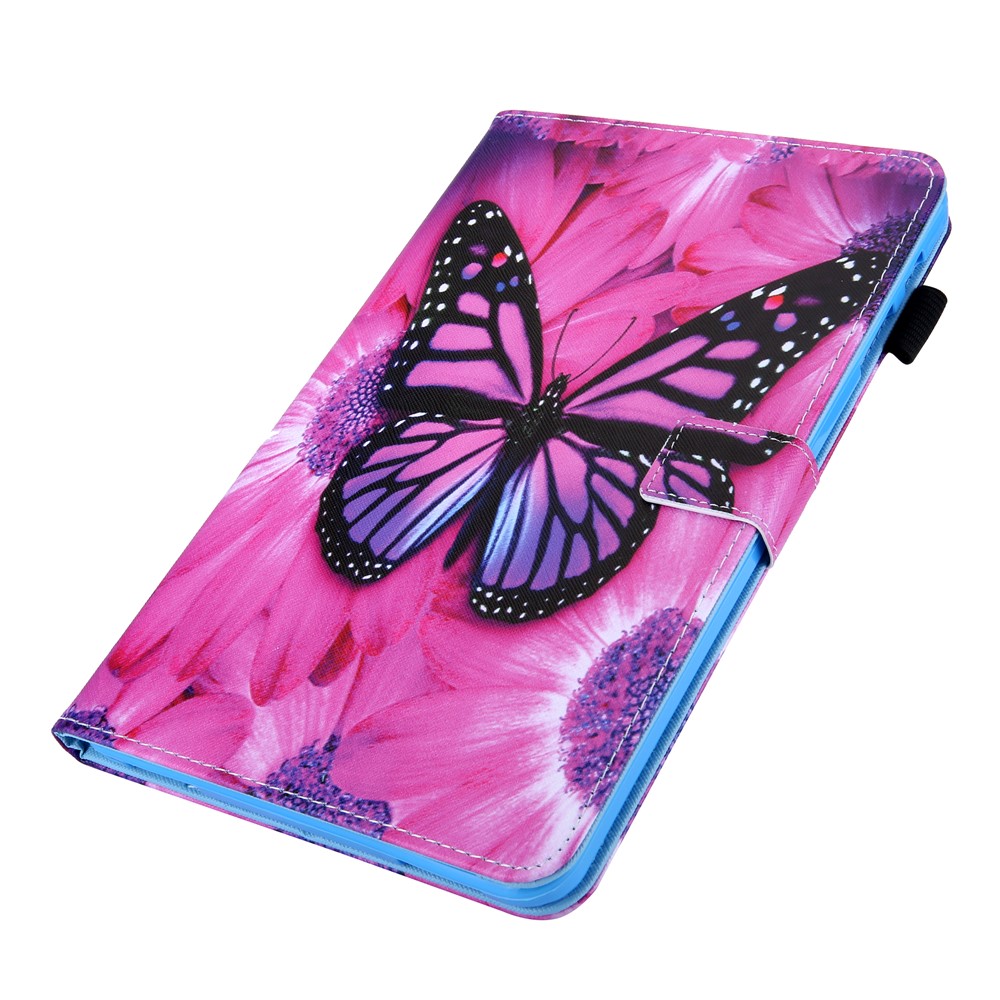 Pattern Printing Multi-angle Stand Card Holder Leather Casing for Samsung Galaxy Tab A 10.1 (2019) SM-T510/SM-T515 - Pink Butterfly-2