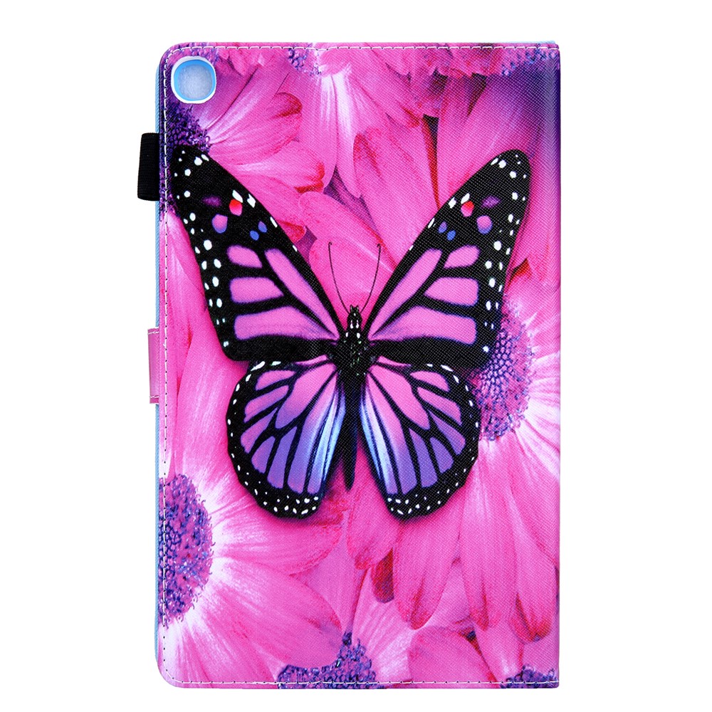 Pattern Printing Multi-angle Stand Card Holder Leather Casing for Samsung Galaxy Tab A 10.1 (2019) SM-T510/SM-T515 - Pink Butterfly-3
