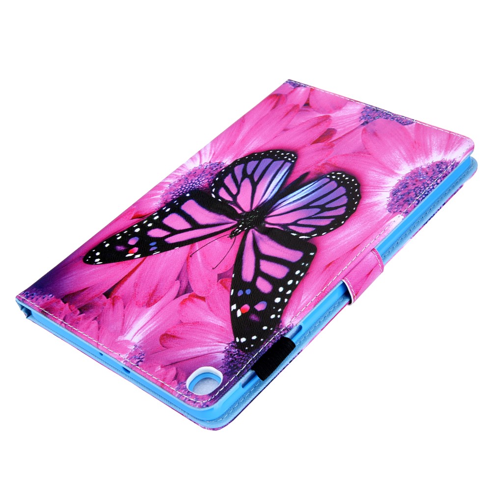 Pattern Printing Multi-angle Stand Card Holder Leather Casing for Samsung Galaxy Tab A 10.1 (2019) SM-T510/SM-T515 - Pink Butterfly-4
