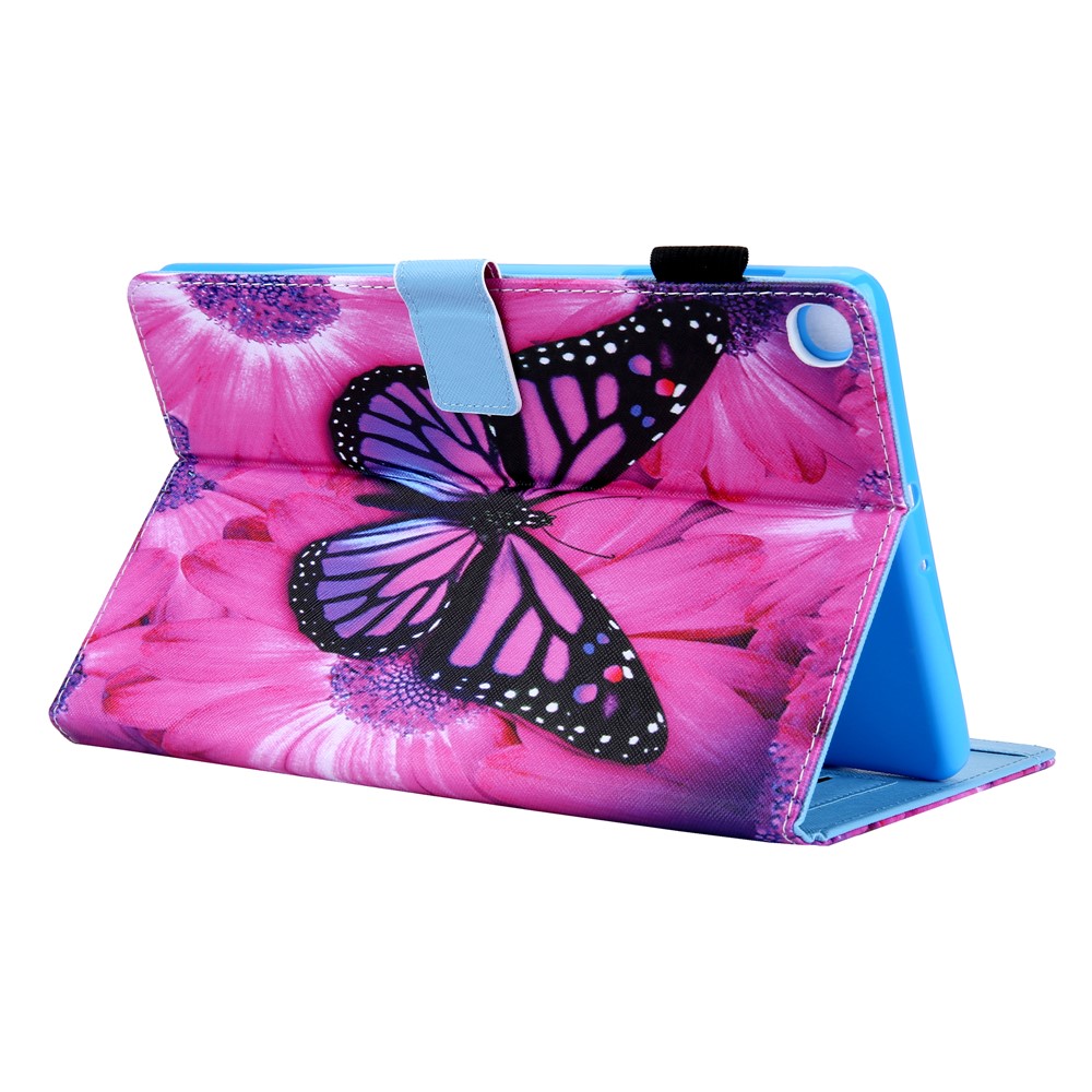 Pattern Printing Multi-angle Stand Card Holder Leather Casing for Samsung Galaxy Tab A 10.1 (2019) SM-T510/SM-T515 - Pink Butterfly-5