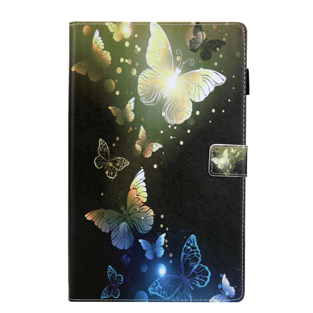 Pattern Printing Multi-angle Stand Card Holder Leather Casing for Samsung Galaxy Tab A 10.1 (2019) SM-T510/SM-T515 - Gold Butterfly-1