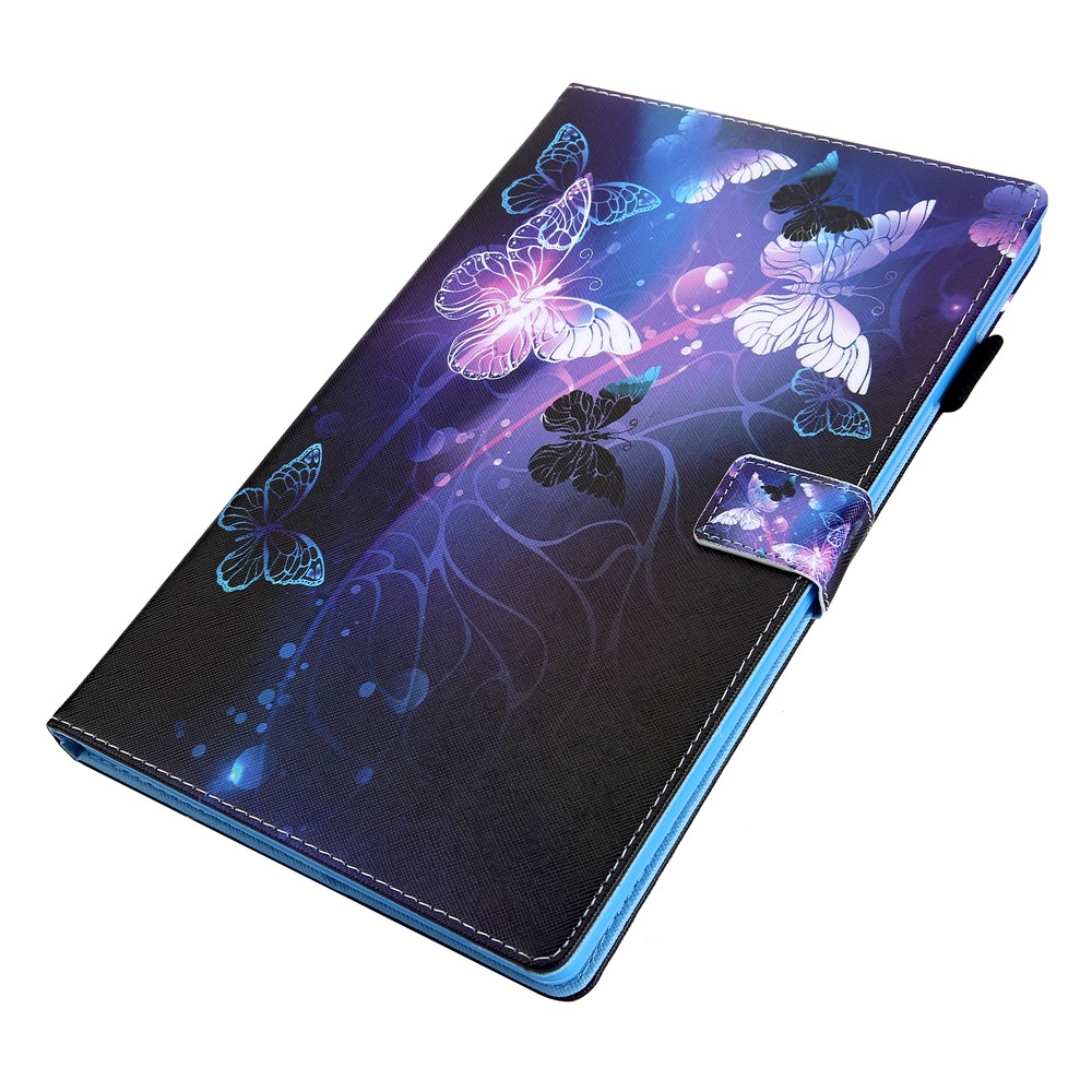 Pattern Printing Multi-angle Stand Card Holder Leather Casing for Samsung Galaxy Tab A 10.1 (2019) SM-T510/SM-T515 - Purple Butterfly-2