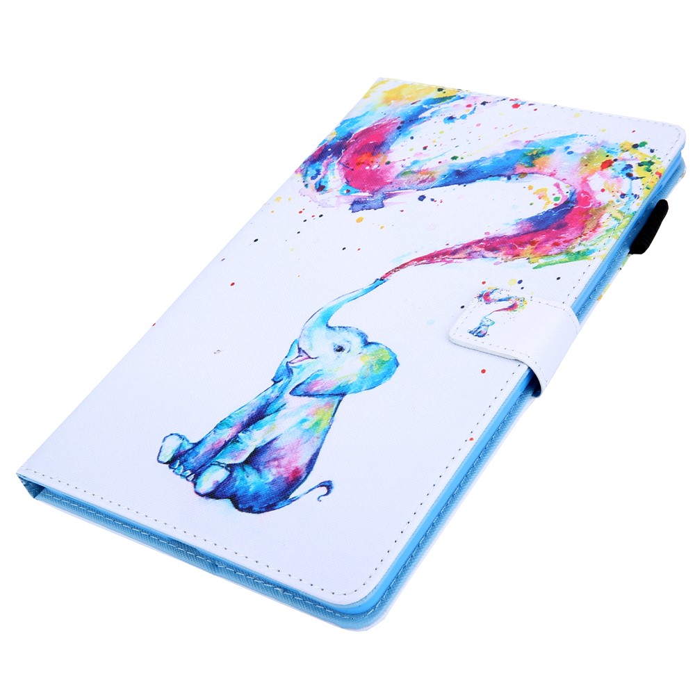 Pattern Printing PU Leather Card Holder Tablet Stand Case for Samsung Galaxy Tab A 10.1 (2019) SM-T510/SM-T515 - Elephant Pattern-3