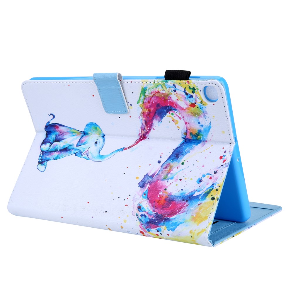 Pattern Printing PU Leather Card Holder Tablet Stand Case for Samsung Galaxy Tab A 10.1 (2019) SM-T510/SM-T515 - Elephant Pattern-5