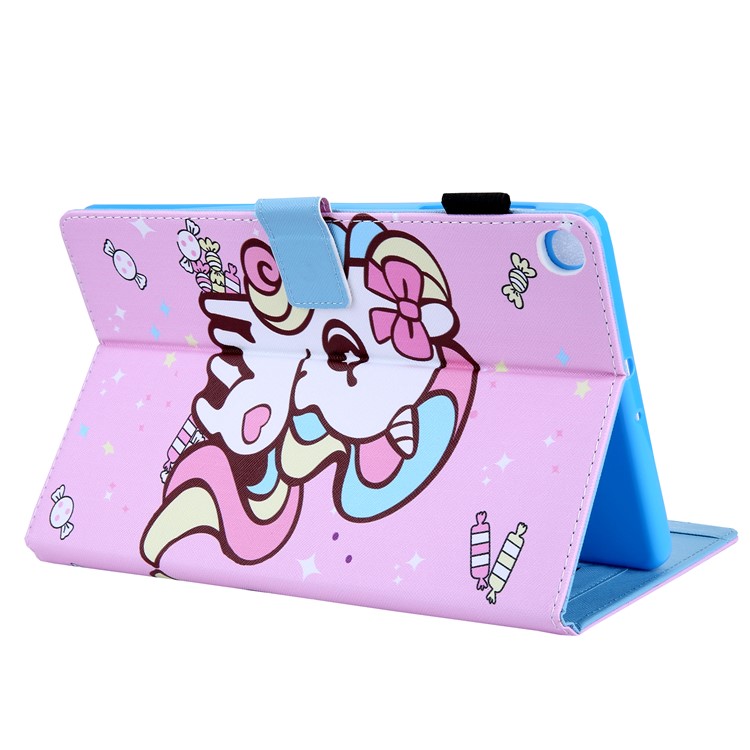 Pattern Printing PU Leather Card Holder Tablet Stand Case for Samsung Galaxy Tab A 10.1 (2019) SM-T510/SM-T515 - Candy Unicorn-5