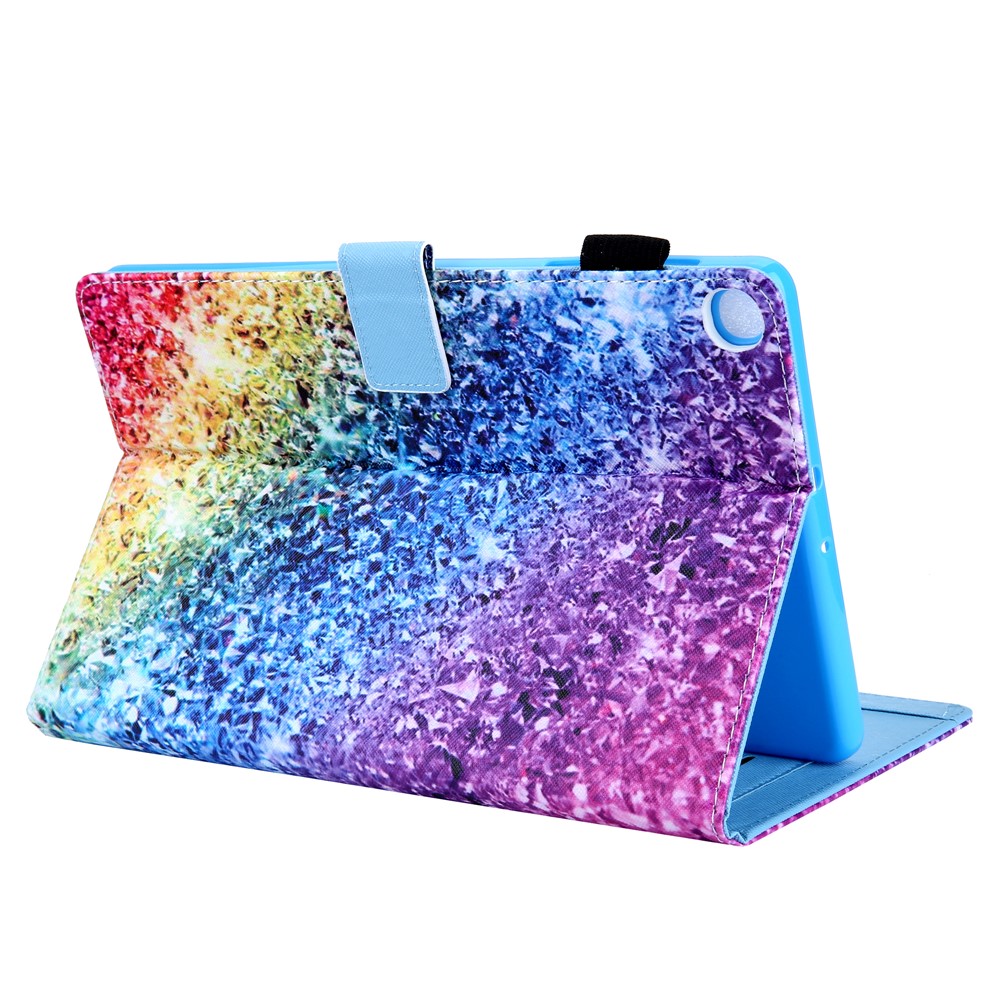 Pattern Printing PU Leather Card Holder Tablet Stand Case for Samsung Galaxy Tab A 10.1 (2019) SM-T510/SM-T515 - Colorful Diamond-5