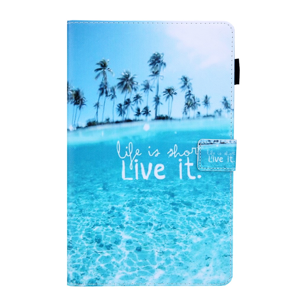 

Pattern Printing PU Leather Card Holder Tablet Stand Case for Samsung Galaxy Tab A 10.1 (2019) SM-T510/SM-T515 - Beach, Galaxy Tab A 10.1 (2019)