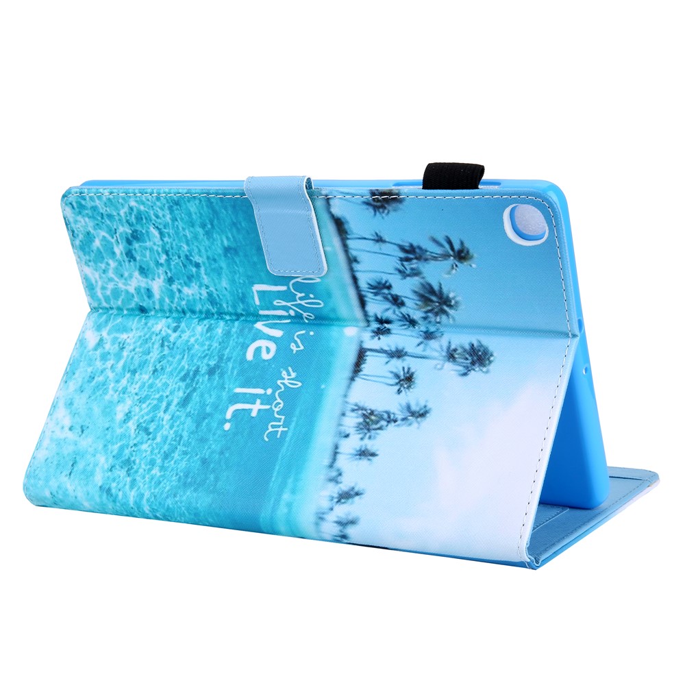 Pattern Printing PU Leather Card Holder Tablet Stand Case for Samsung Galaxy Tab A 10.1 (2019) SM-T510/SM-T515 - Beach-5