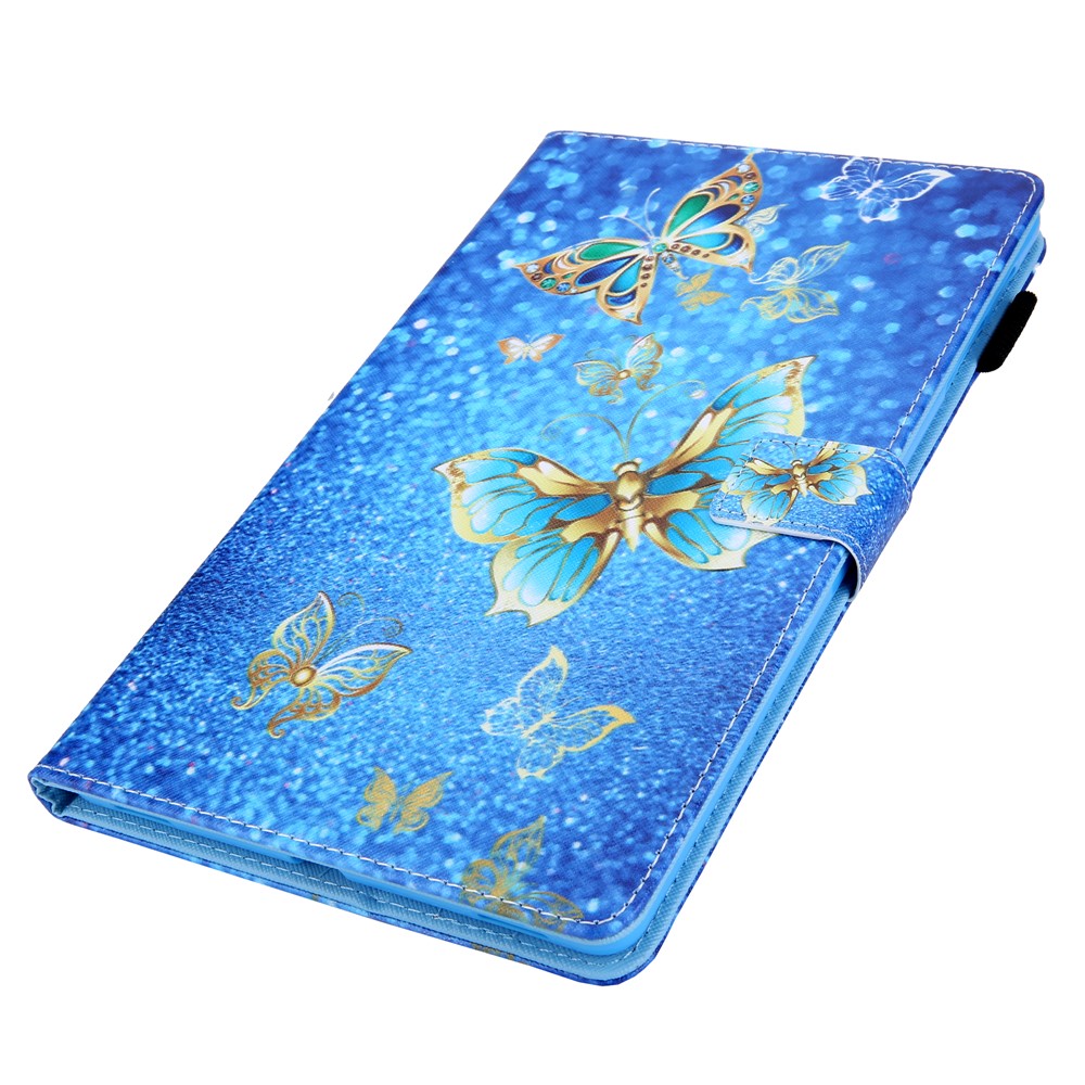 Impresión de Patrones PU Tolde de Cuero de Cuero Case de Tableta Para Samsung Galaxy Tab A 10.1 (2019) SM-T510/SM-T515 - Mariposa Dorada