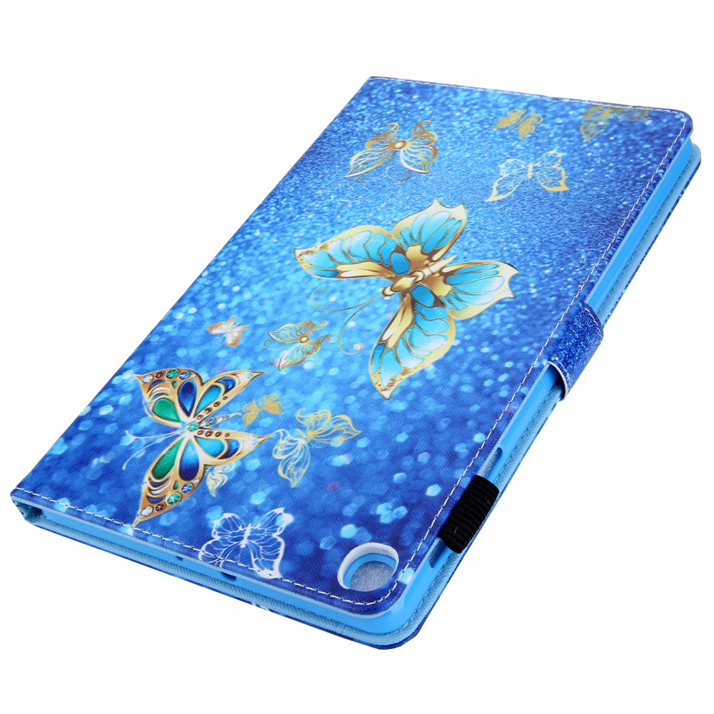 Modèle D'impression PU en Cuir Support de Carte de Table de Tablette de Tablette Pour Samsung Galaxy Tab A 10.1 (2019) Sm-t510 / Sm-t515 - Papillon or