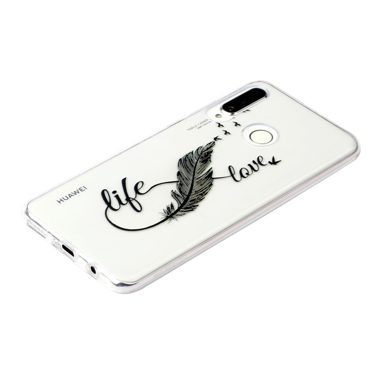 Pattern Printing Embossment Soft TPU Phone Case for Samsung Galaxy M20 - Black Feather-3
