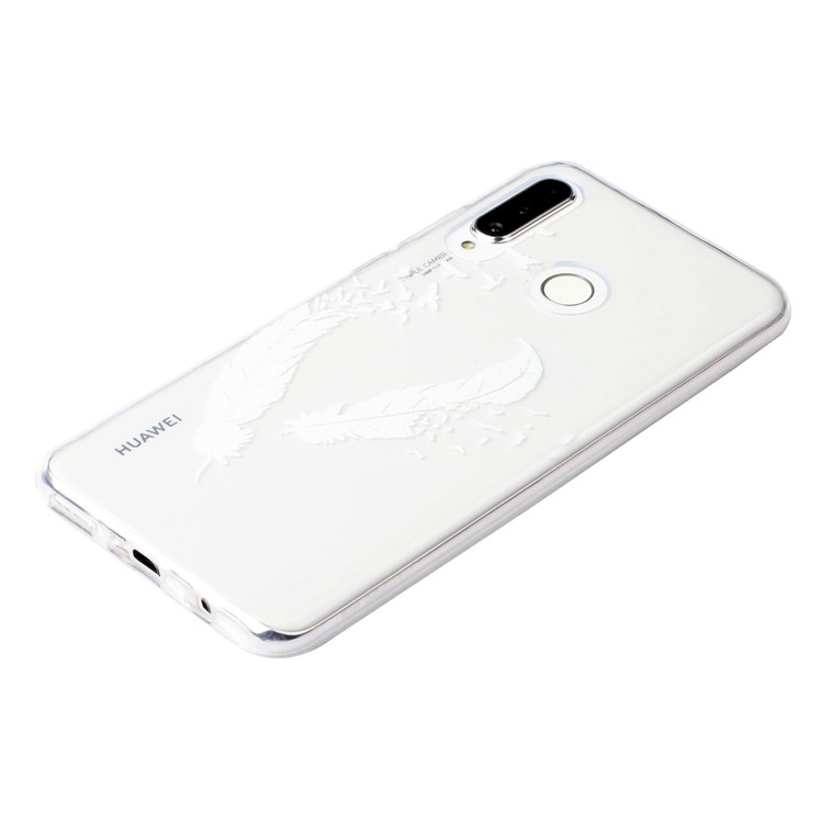 Pattern Printing Embossment Soft TPU Phone Case for Samsung Galaxy M20 - White Feather-3
