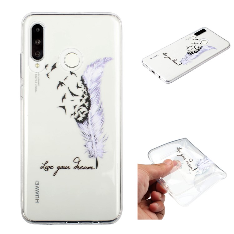 Pattern Printing Embossment Soft TPU Phone Case for Samsung Galaxy M20 - Half Feather-1
