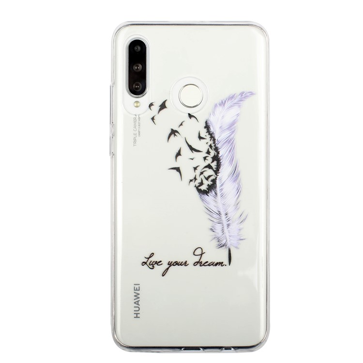 Pattern Printing Embossment Soft TPU Phone Case for Samsung Galaxy M20 - Half Feather-2