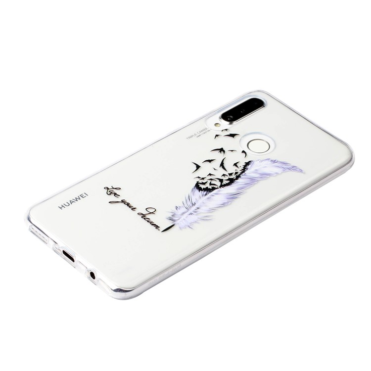 Pattern Printing Embossment Soft TPU Phone Case for Samsung Galaxy M20 - Half Feather-3