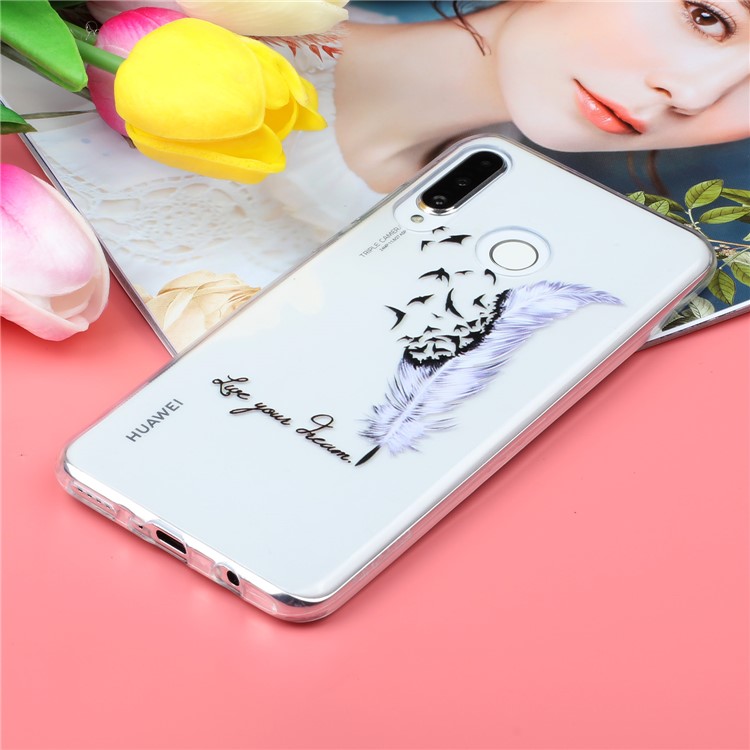 Pattern Printing Embossment Soft TPU Phone Case for Samsung Galaxy M20 - Half Feather-5