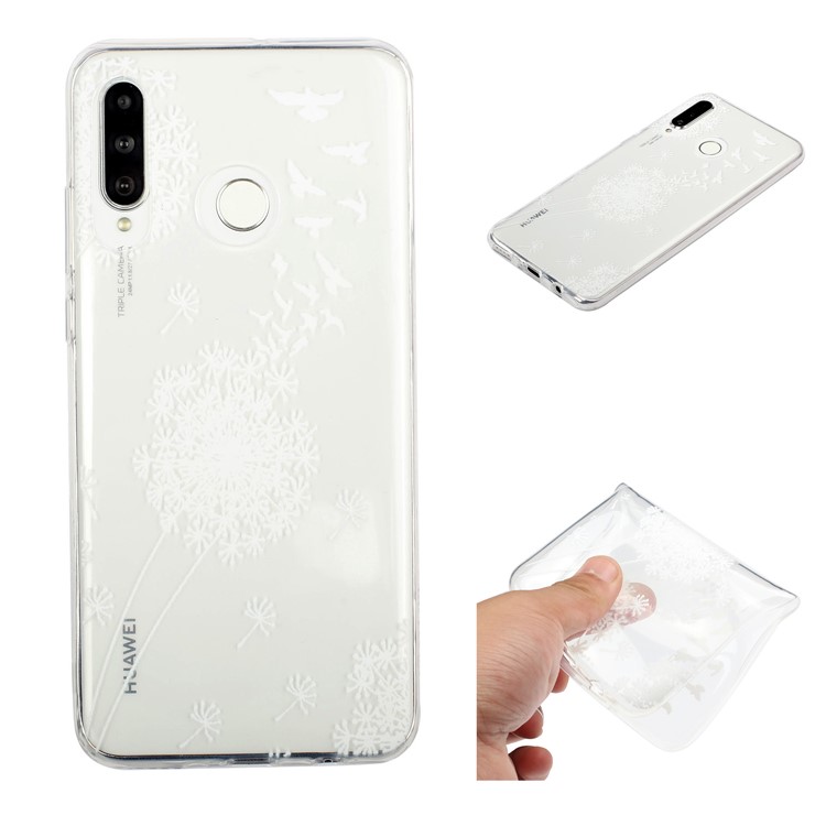 Cas De Téléphone TPU Souple En Relief D'impression En Relief Pour Samsung Galaxy M20 - Pissenlit Blanc-1