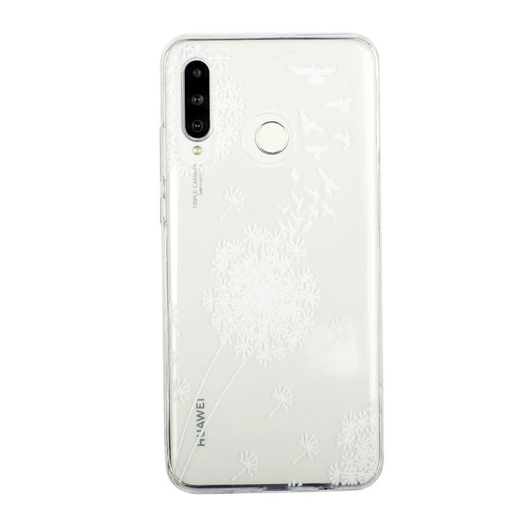 Cas De Téléphone TPU Souple En Relief D'impression En Relief Pour Samsung Galaxy M20 - Pissenlit Blanc-2