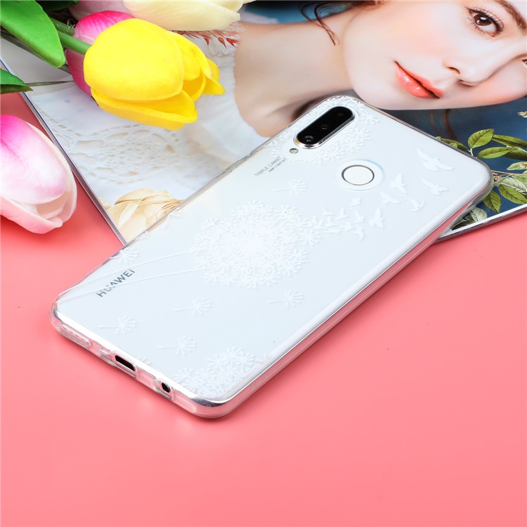 Cas De Téléphone TPU Souple En Relief D'impression En Relief Pour Samsung Galaxy M20 - Pissenlit Blanc-5