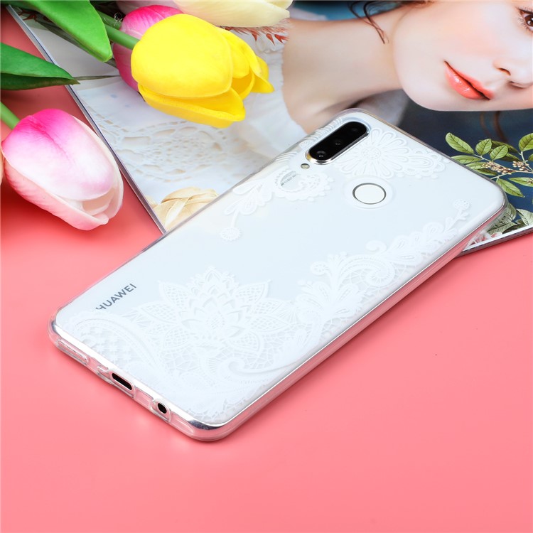 Pattern Printing Embossment Soft TPU Phone Case for Samsung Galaxy M20 - Lace Flower-5