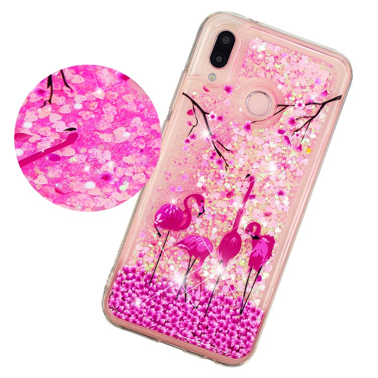 Embossment Pattern Quicksand TPU Back Phone Cover for Samsung Galaxy M20 - Flamingo-3