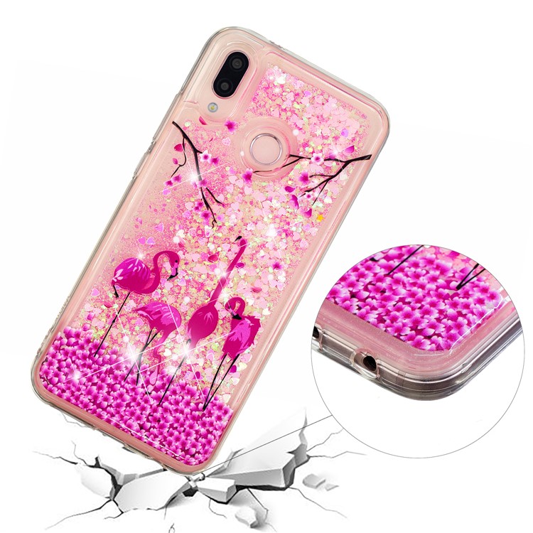 Embossment Pattern Quicksand TPU Back Phone Cover for Samsung Galaxy M20 - Flamingo-4