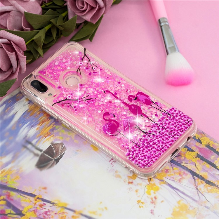 Embossment Pattern Quicksand TPU Back Phone Cover for Samsung Galaxy M20 - Flamingo-5
