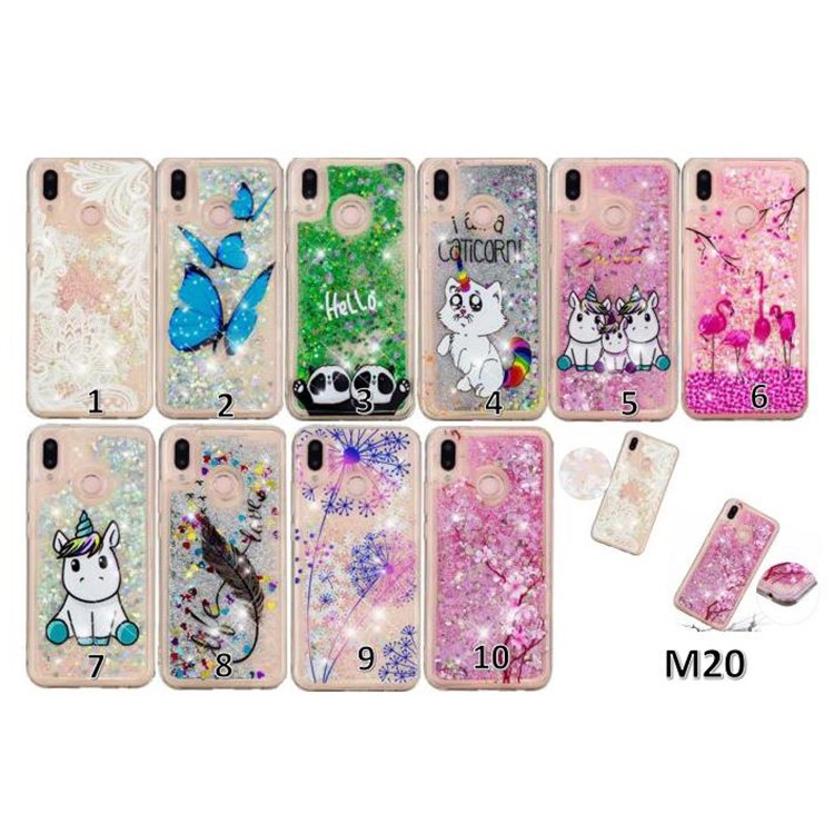 Embossment Pattern Quicksand TPU Back Phone Cover for Samsung Galaxy M20 - Flamingo-6