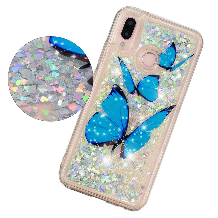 Prägungsmuster Treibsand TPU Rückseite Für Samsung Galaxy M20 - Blaue Schmetterlinge-3