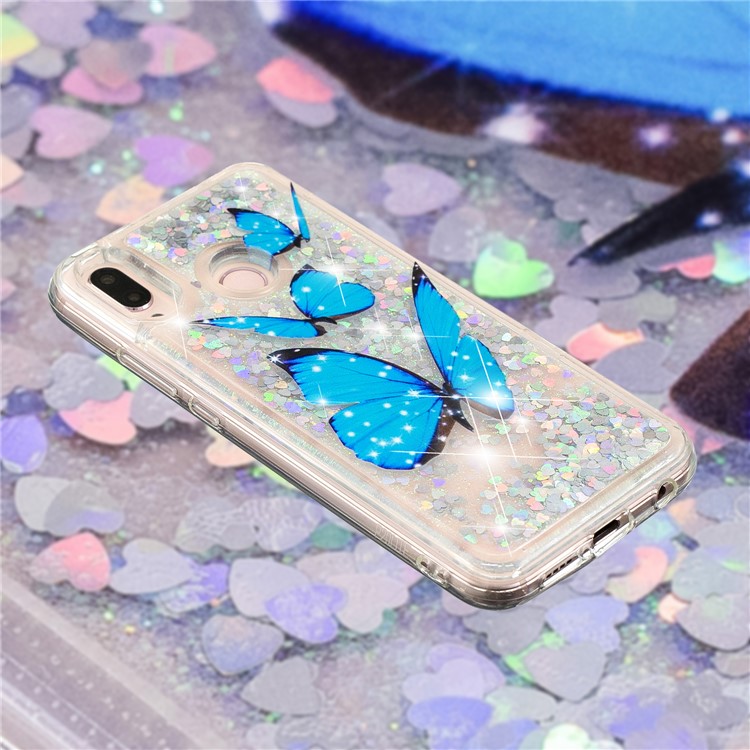 Prägungsmuster Treibsand TPU Rückseite Für Samsung Galaxy M20 - Blaue Schmetterlinge-4