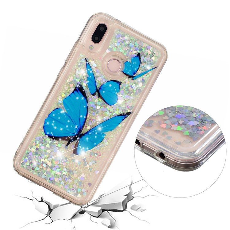 Prägungsmuster Treibsand TPU Rückseite Für Samsung Galaxy M20 - Blaue Schmetterlinge-5
