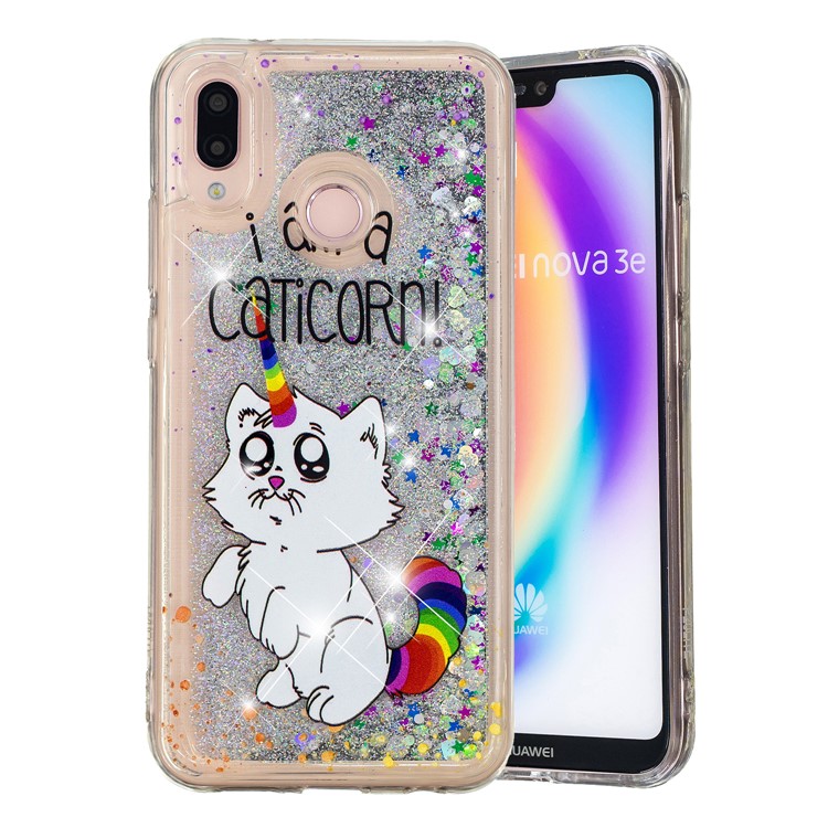 Embossment Pattern Quicksand TPU Back Phone Cover for Samsung Galaxy M20 - Cat Unicorn-2