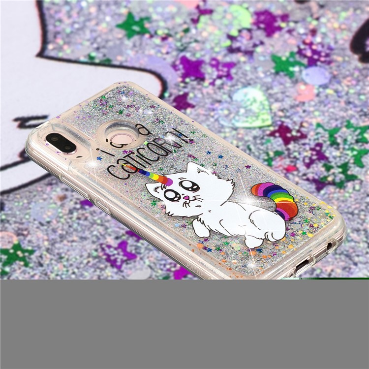 Embossment Pattern Quicksand TPU Back Phone Cover for Samsung Galaxy M20 - Cat Unicorn-4